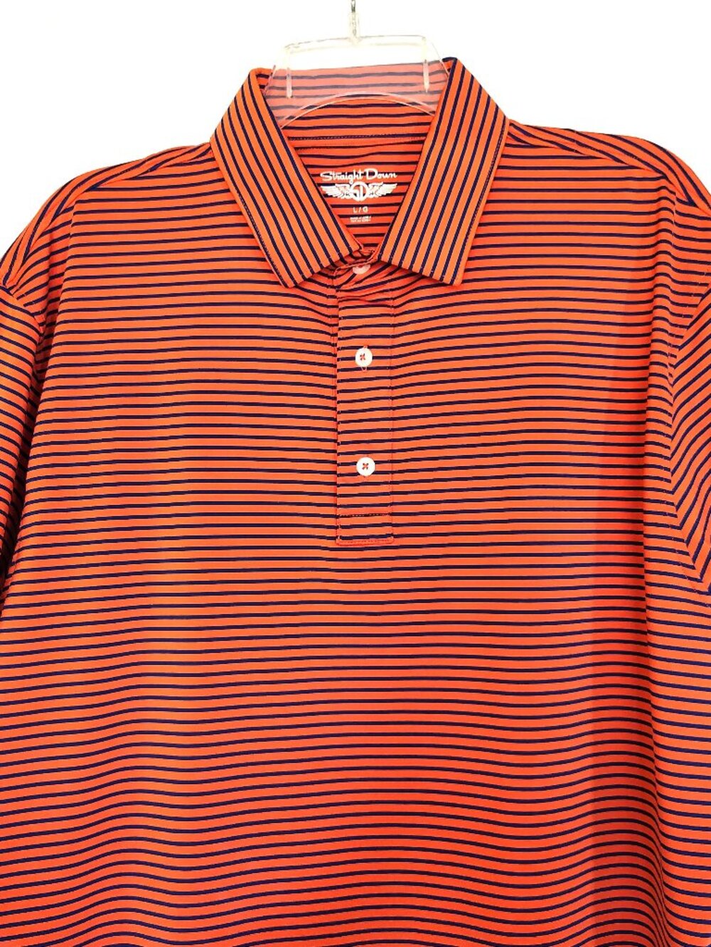 Straight Down Golf Polo Shirt Orange Navy Blue Large